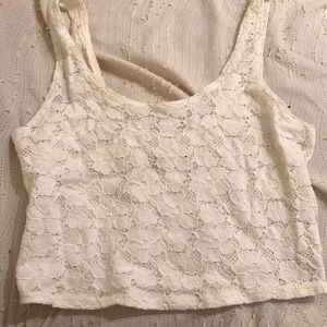 White lace crop top